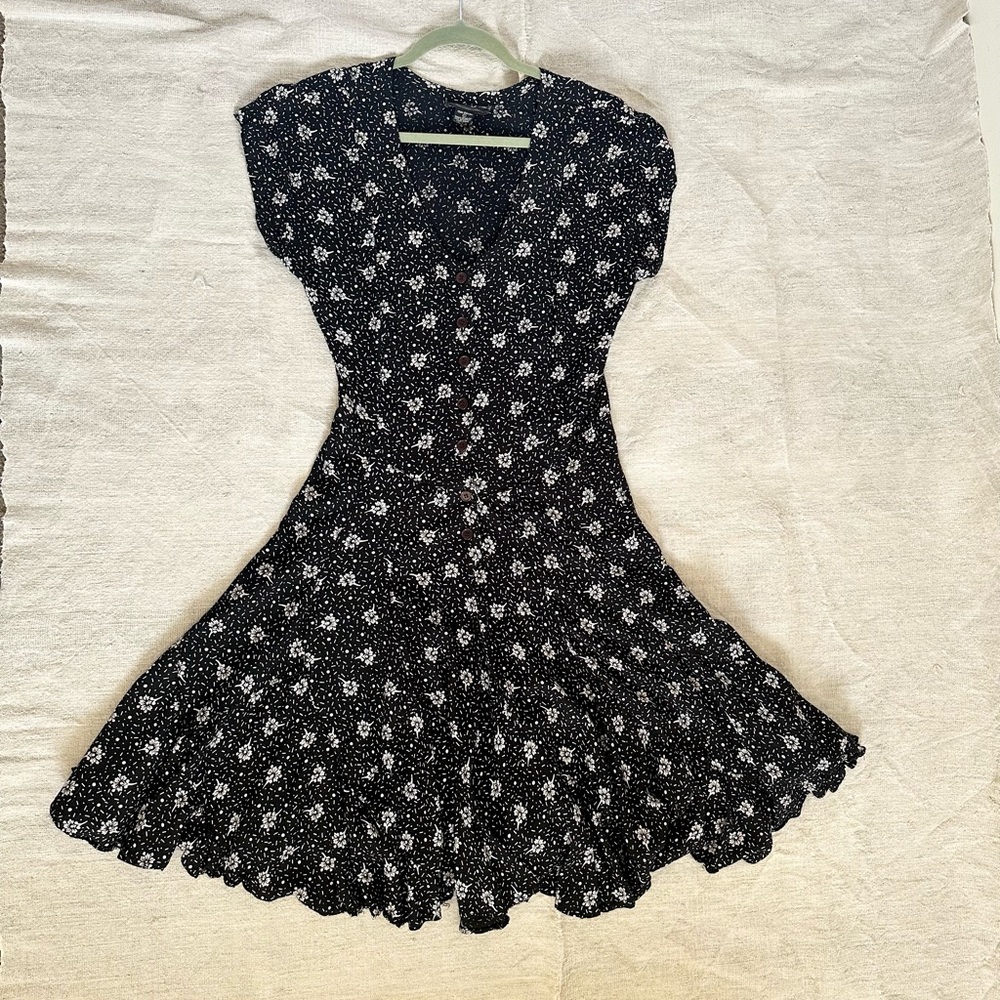 Vintage Button Up Deep Navy Dress